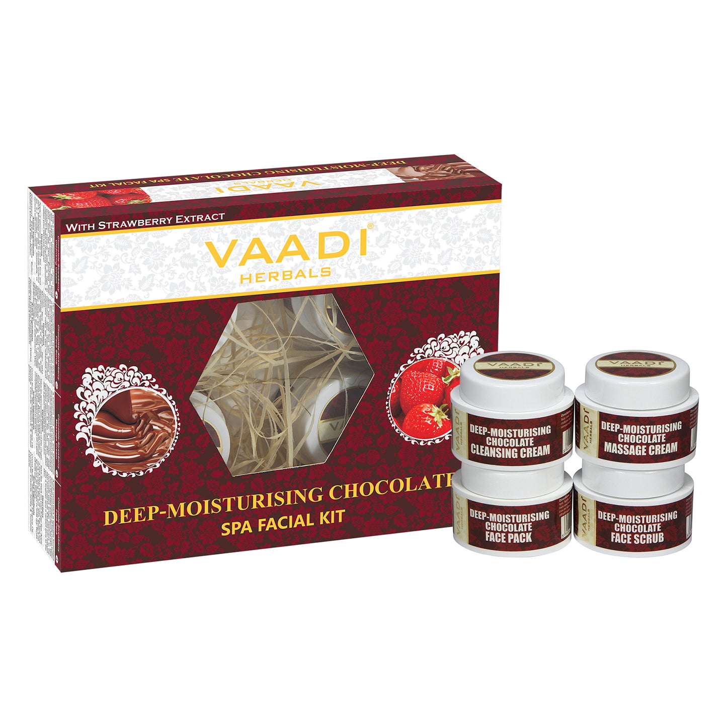 Organic Chocolate Facial Kit with Strawberry Extract - Deep Conditions & Tones Skin ( 70 gms/ 2.5 oz)