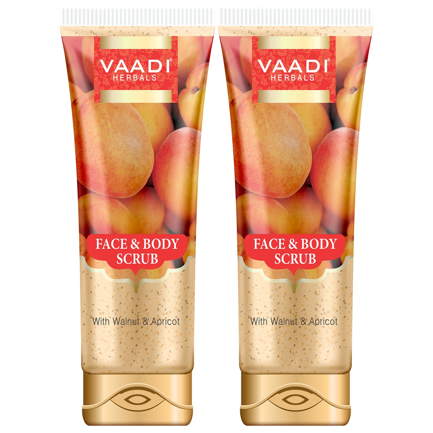 Organic Face & Body Scrub with Walnut & Apricot - Exfoliates & Unclogs Pores - Keeps Skin Youthful (2 x 110 gms / 4 oz)