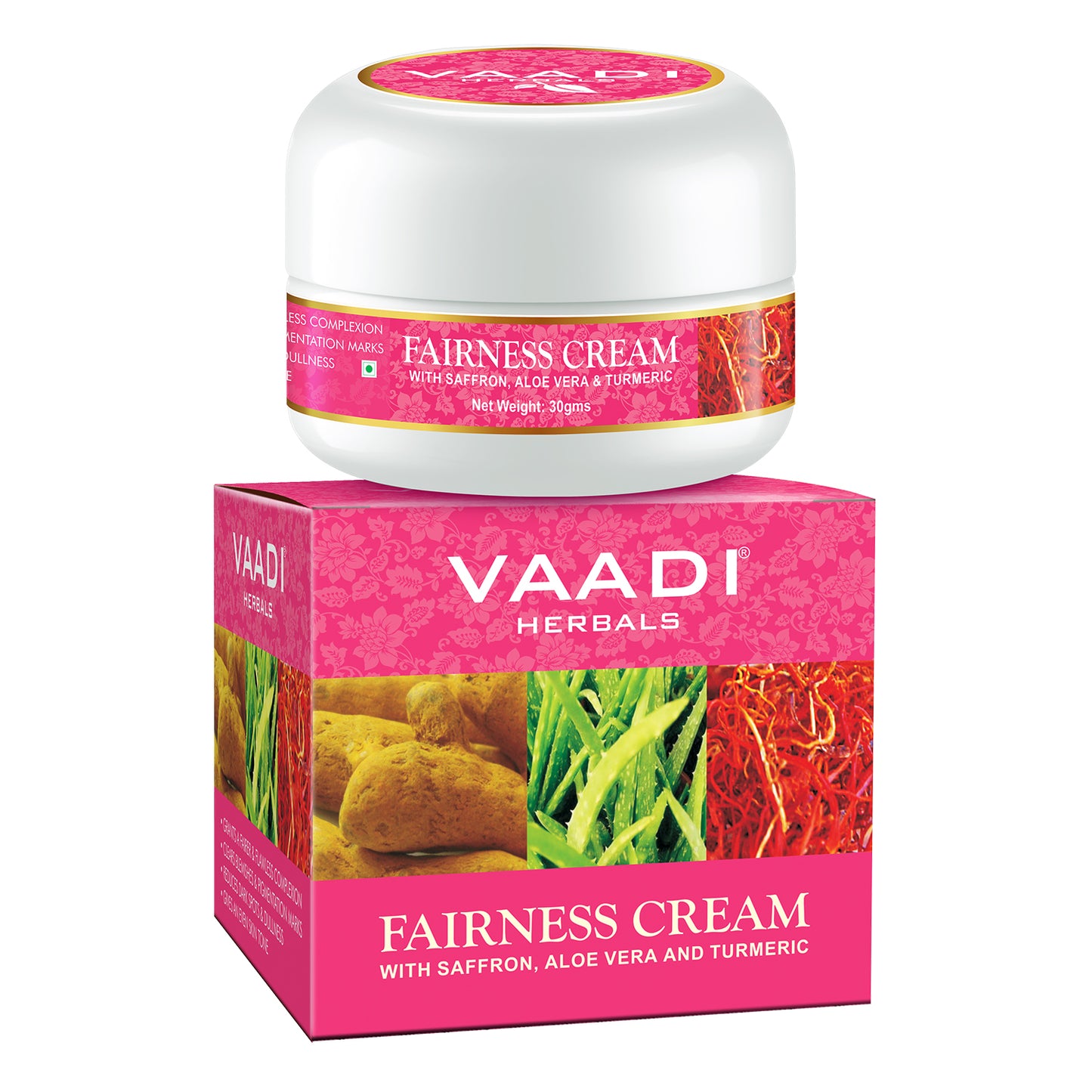 Organic Fairness Cream with Saffron, Aloe Vera & Turmeric Extract - Lightens Marks & Blemishes - Makes Skin Flawless (30 gms / 1.1 oz)