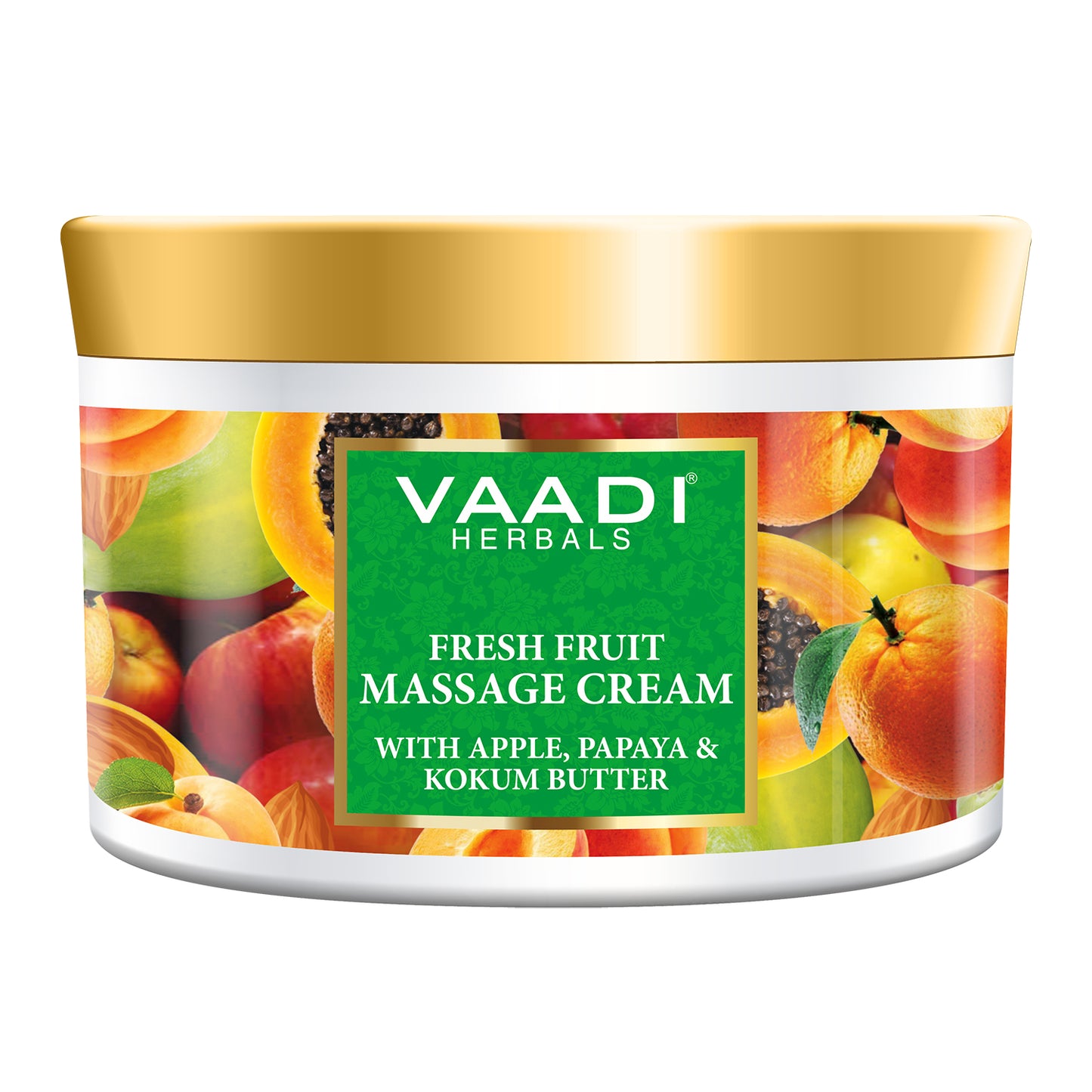 Organic Fresh Fruit Massage Cream with Apple, Papaya & Kokum Butter - Deep Nourishes - Enhances Complexion (500 gms / 17.7 oz)