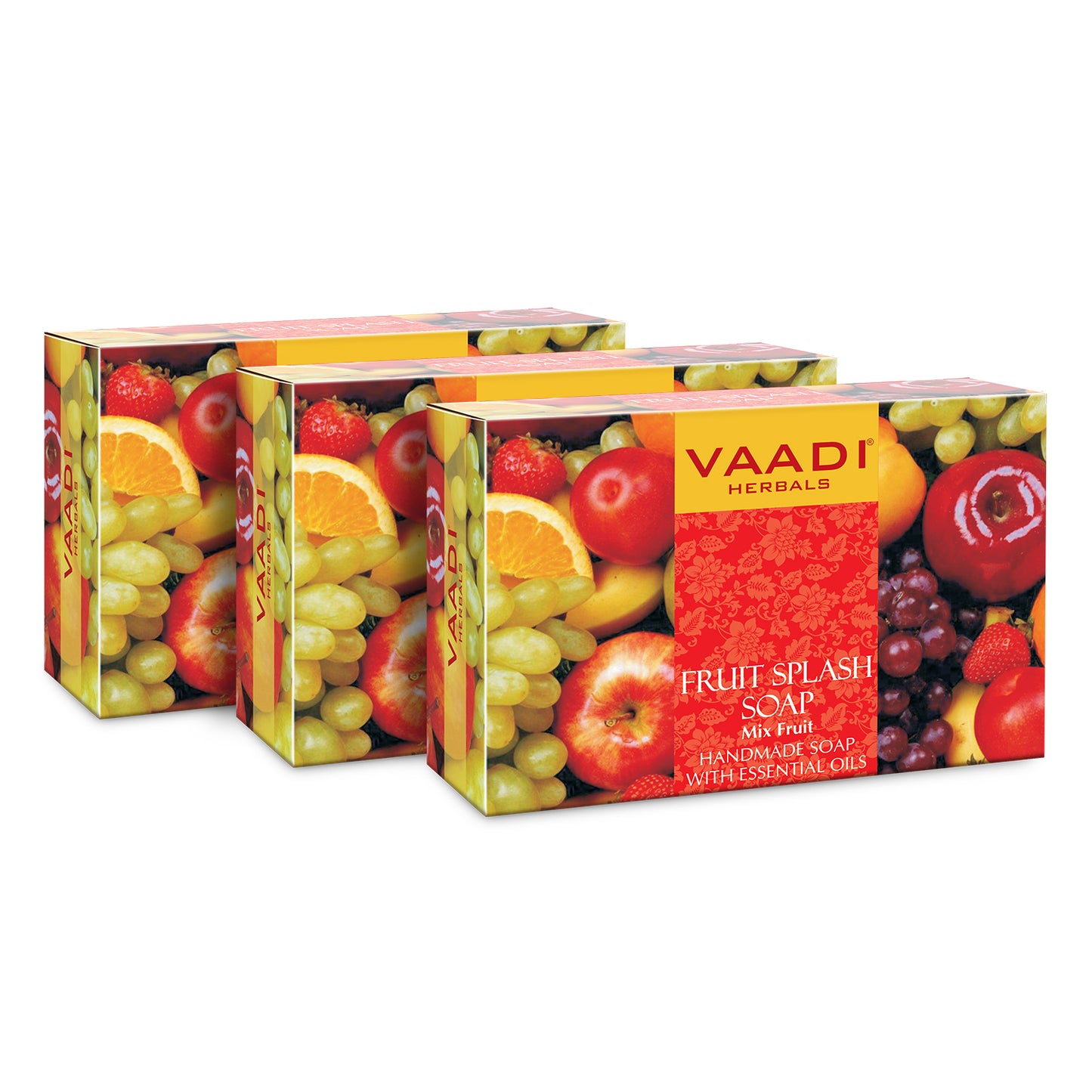 Organic Fruit Splash Soap with Orange, Peach, Lemon & Green Apple - Multivitamin Rich - Keeps Skin Nourished (3 x 75 gms/2.7 oz)