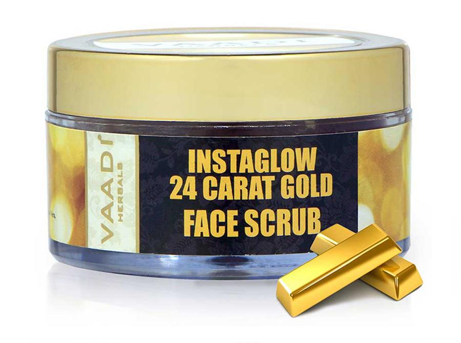 Organic 24 Carat Gold Scrub with Sandalwood & Turmeric - Clears Oil & Impurities - Makes Skin Luminous (50 gms / 2oz)