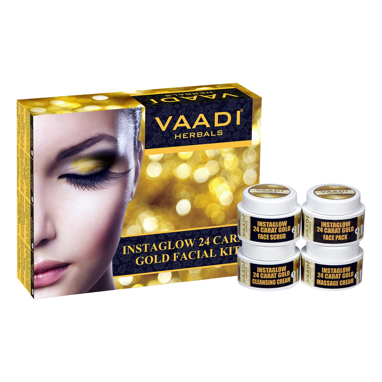 Organic 24 Carat Gold Facial Kit with Gold Leaves, Marigold & Wheatgerm Oil, Lemon Peel - Brightens Skin and Gives Glow (70 gms/2.5 oz)