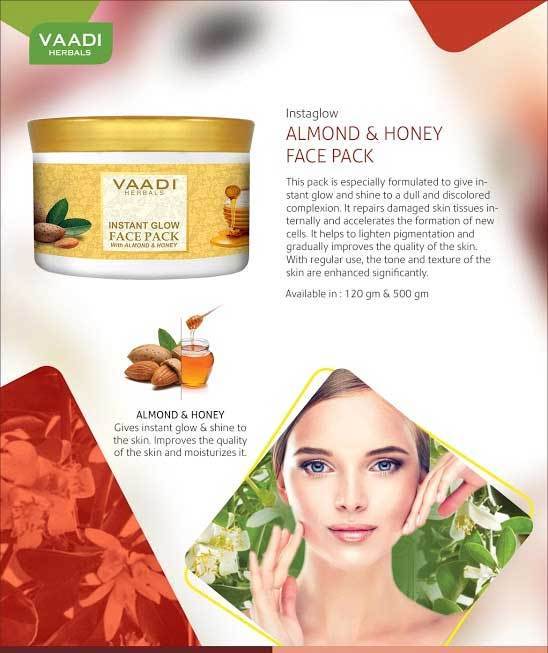 Organic InstaGlow Face Pack with Almond & Honey - Lightens Pigmentation - Gives Instant Glow (600 gms /21.2 oz)