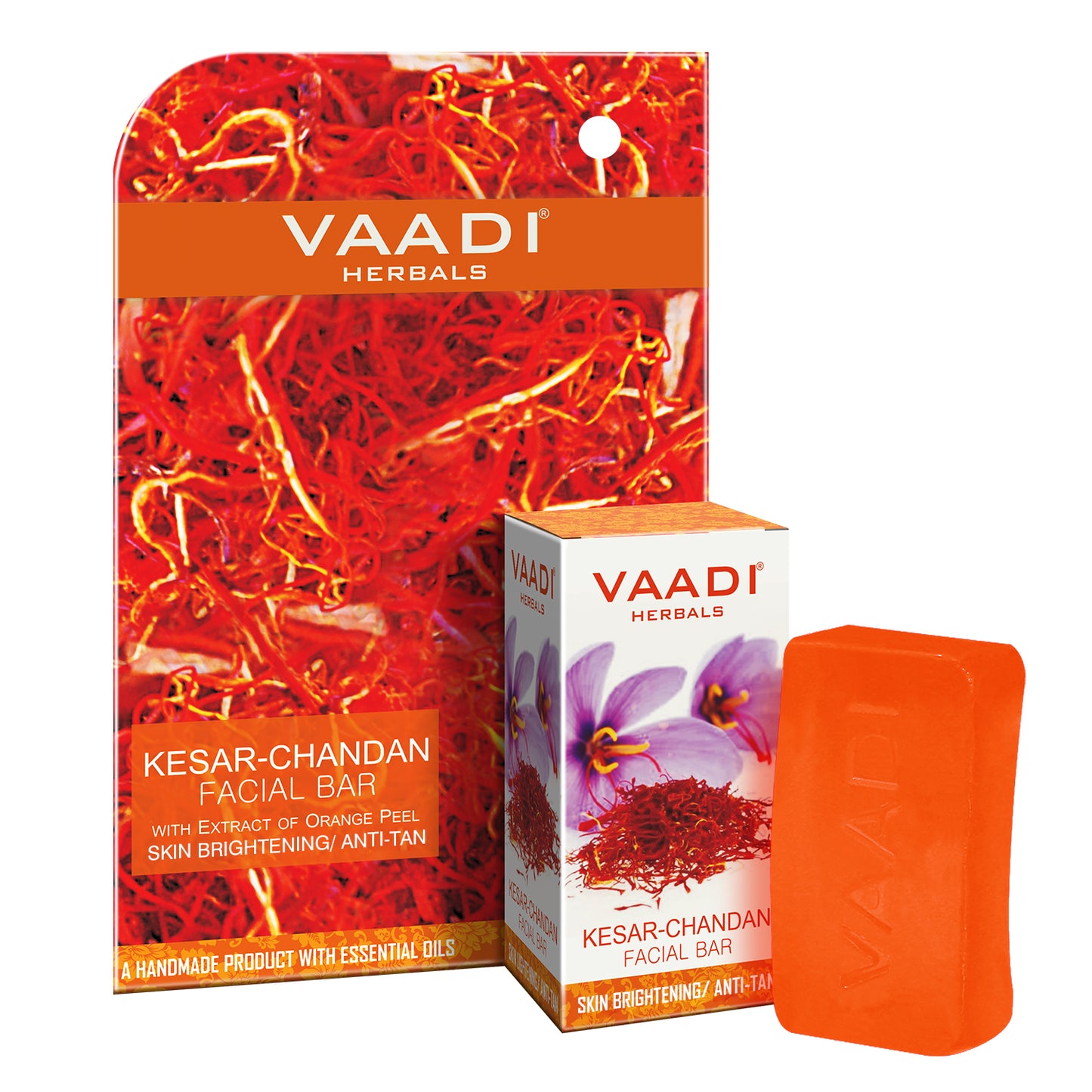 Organic Saffron Sandal Facial Bar with Orange Peel Extract - Lightens Marks- Makes Skin Flawless (25 gms/0.9 oz)