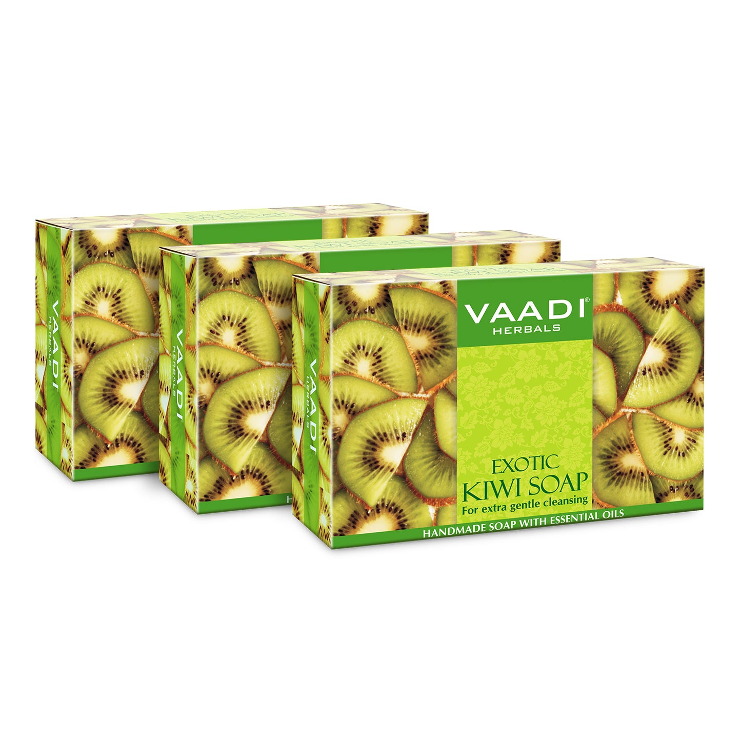 Exotic Organic Kiwi Soap with Green Apple Extract - Gently Clears Skin- Makes Skin Glowing (3 x 75 gms / 2.7 oz)