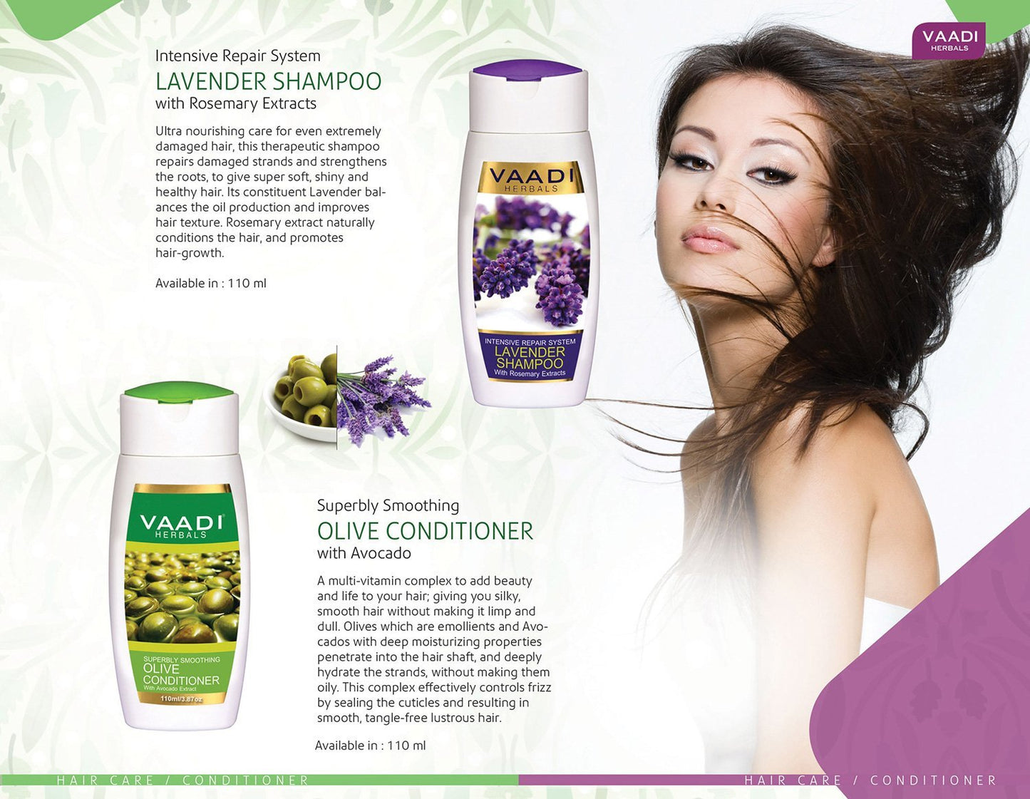 Intensive Repair Organic Lavender Shampoo with Rosemary Extract - Multi Vitamin Rich Olive Conditioner with Avocado Extract (2 x 110 ml/ 4 fl oz)