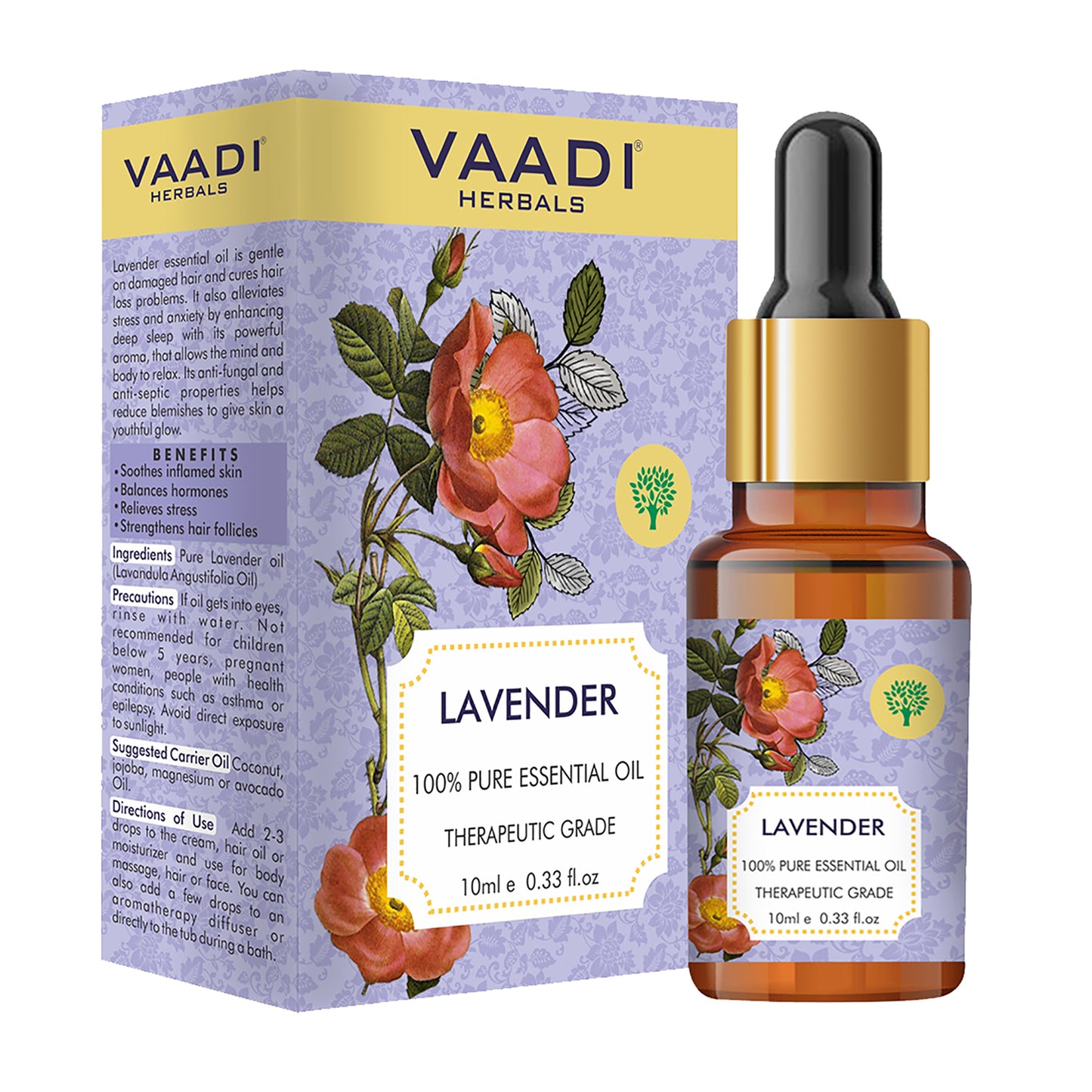 Organic Lavender Essential Oil - Prevents Hairfall, Relieves Stress, Soothes Skin - 100% Pure Therapeutic Grade (10 ml/ 0.33 oz)