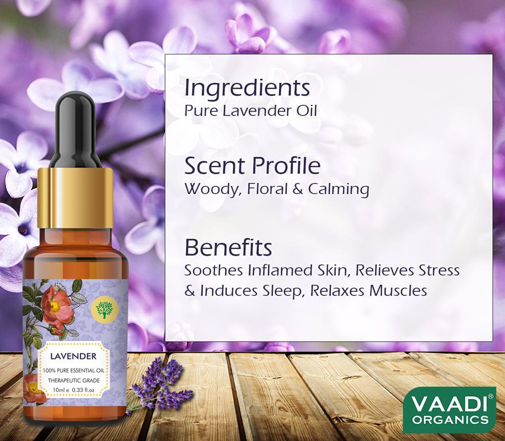 Organic Lavender Essential Oil - Prevents Hairfall, Relieves Stress, Soothes Skin - 100% Pure Therapeutic Grade (10 ml/ 0.33 oz)