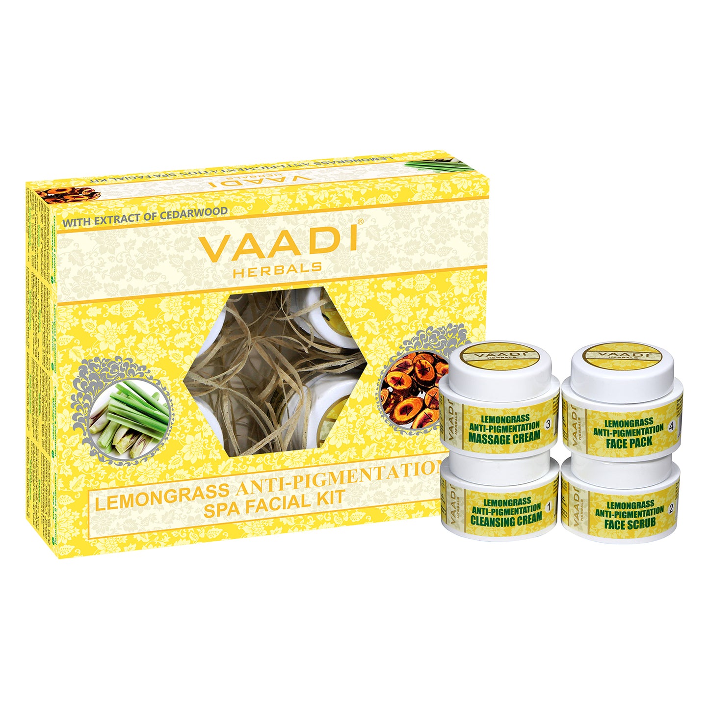 Anti Pigmentation Organic Lemongrass Facial Kit with Cedarwood Extract, Apricot Extract and Fenugreek (70 gms/2.5 oz)