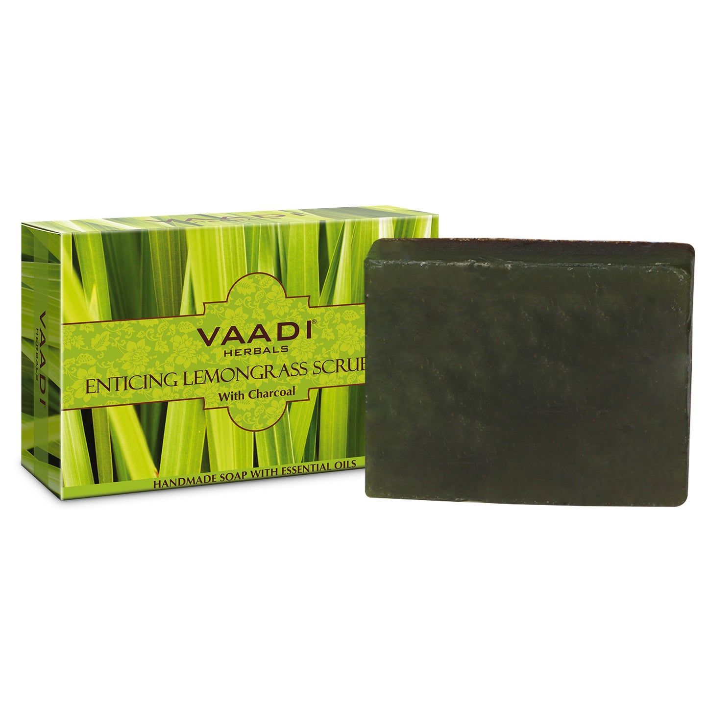 Enticing Organic Lemongrass Soap with Charcoal - Exfoliates & Polishes Skin - Makes Skin Smooth (75 gms / 2.7 oz)