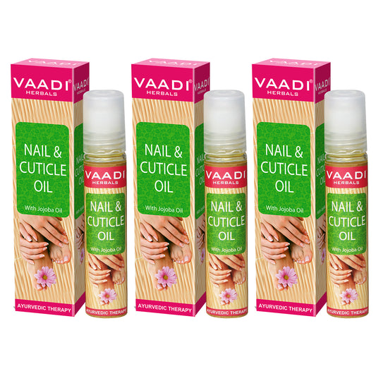 Organic Nail & Cuticle Oil with Jojoba Oil - Heals Redness & Pain - Strengthens Thin & Brittle Nails (3 x 10 ml/ 0.4 fl oz)