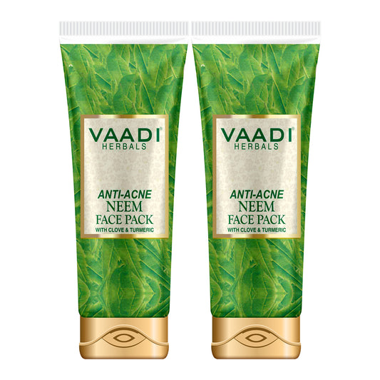 Organic Neem Face Pack with Clove & Turmeric - Removes Acne and Pigmentation Marks - Clears Impurities and Soothes Skin (2 x 120 gms / 4.3 oz)