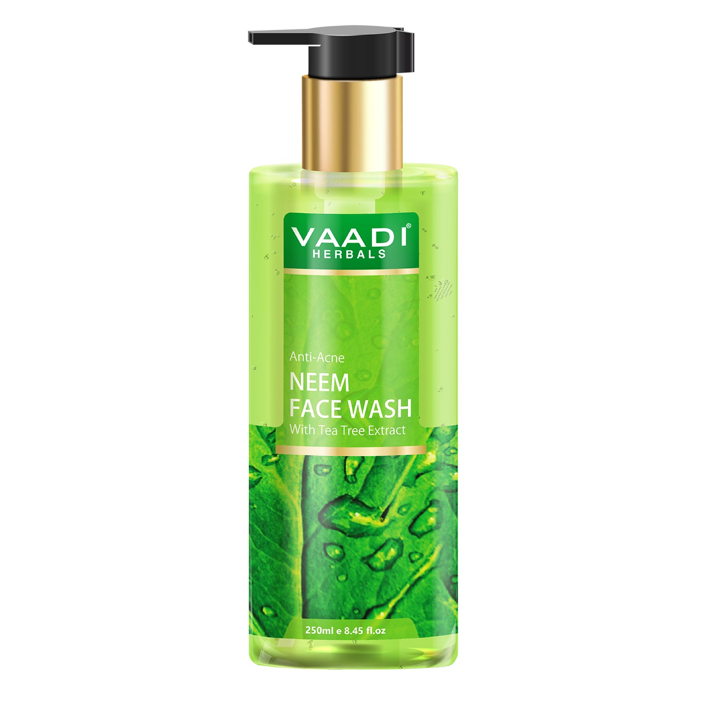 Anti Acne Organic Neem Face Wash with Tea Tree Extract - Controls Acne - Heals Skin (250 ml/8.45 fl oz)