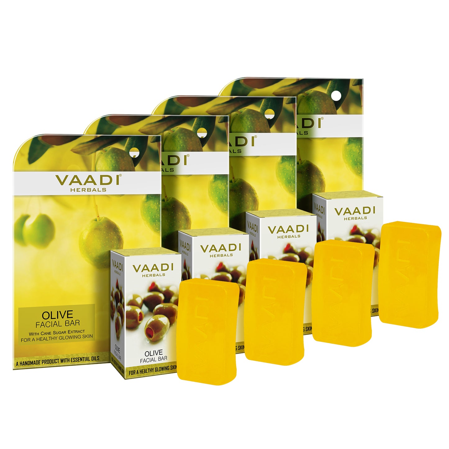 Organic Olive Facial Bar with Cane Sugar Extract - Exfoliates and Cleanses the Skin (4 x 25 gms/0.9 oz)