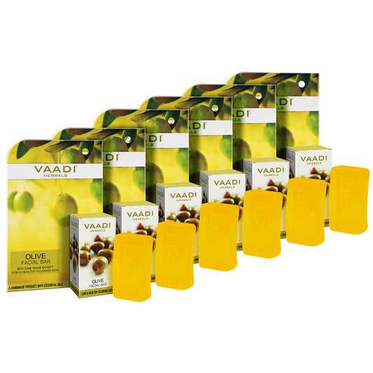 Organic Olive Facial Bar with Cane Sugar Extract - Exfoliates and Cleanses the Skin (6 x 25 gms/0.9 oz)