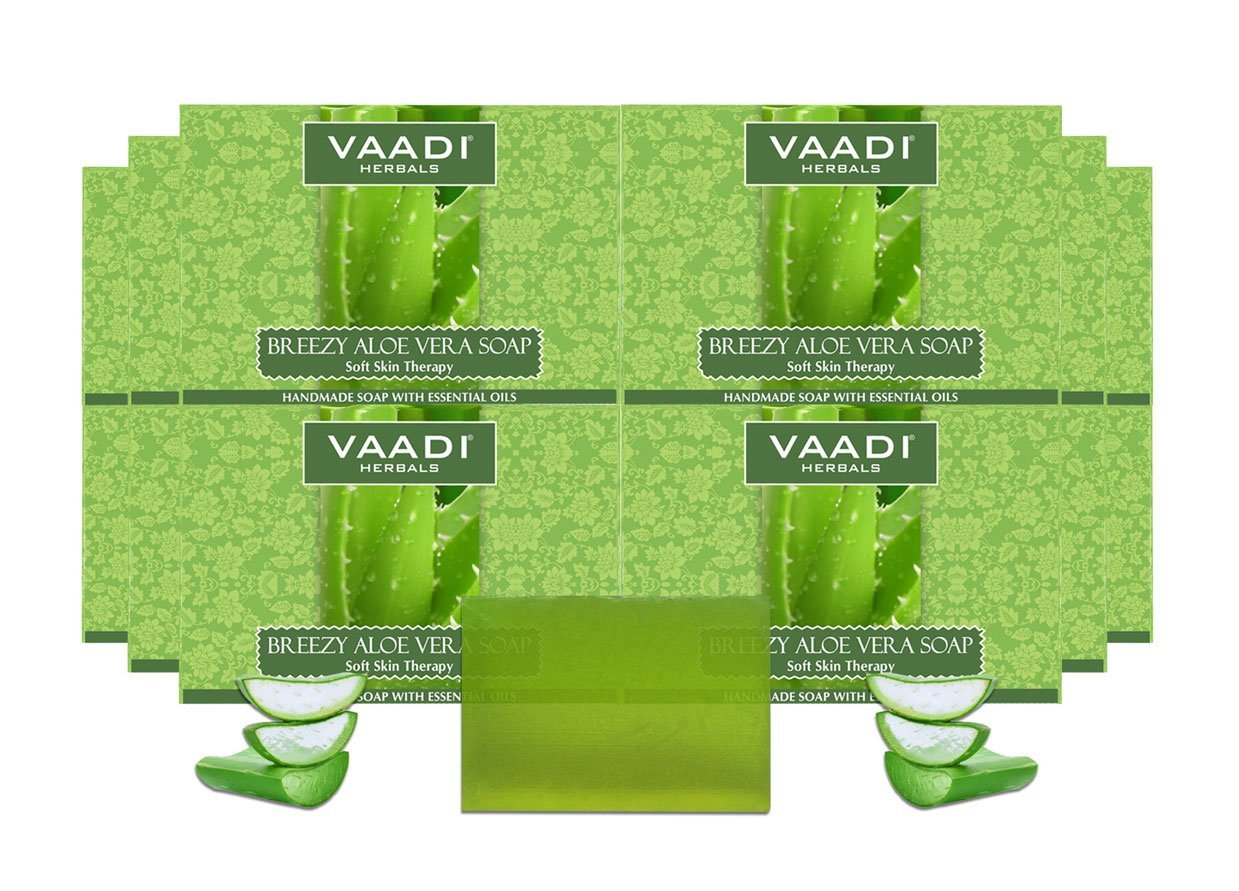 Breezy Organic Aloe Vera Soap with Honey - Anti Infective Therapy - Cleanses & Soothes Skin (12 x 75 gms / 2.7 oz)