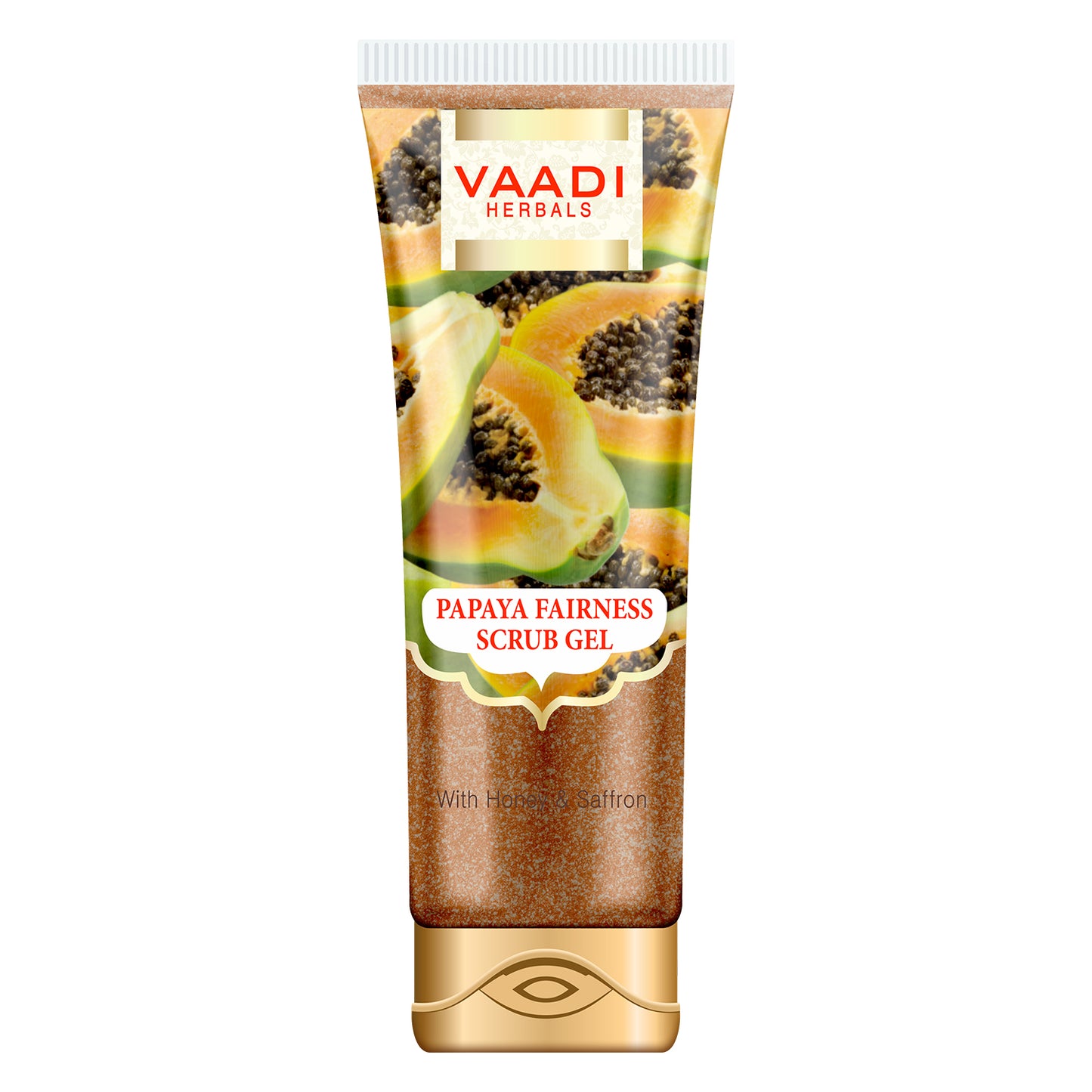 Organic Papaya Fairness Scrub Gel with Honey & Saffron - Lightens Tan - Smoothens Skin Texture - Makes Skin Flawless (110 gms / 4 oz)