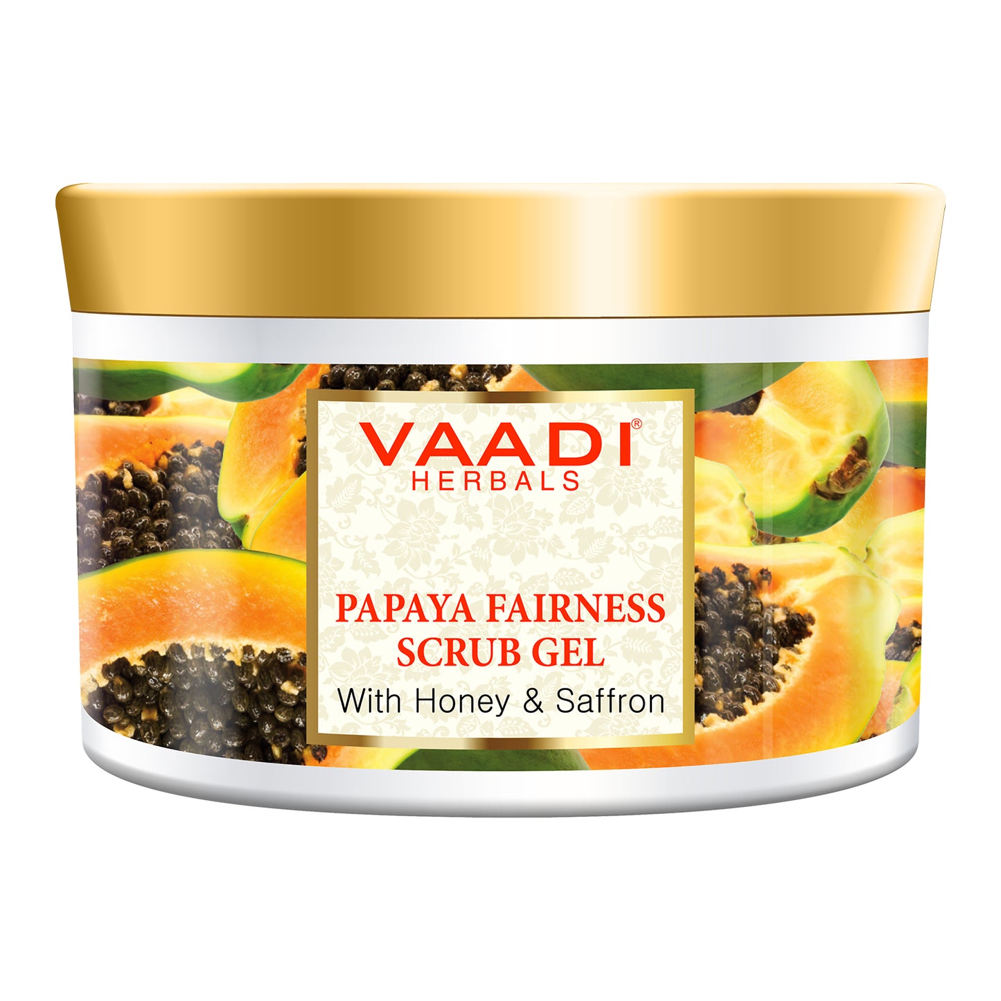 Organic Papaya Fairness Scrub Gel with Honey & Saffron - Lightens Tan - Smoothens Skin Texture - Makes Skin Flawless (500 gms / 17.7 oz)