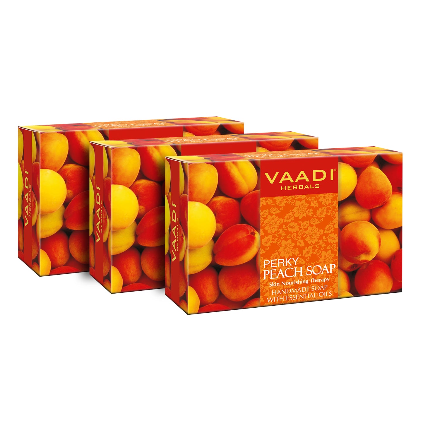 Organic Perky Peach Soap with Almond Oil - Skin Nourishing - Rehydrates (3 x 75 gms / 2.7 oz)
