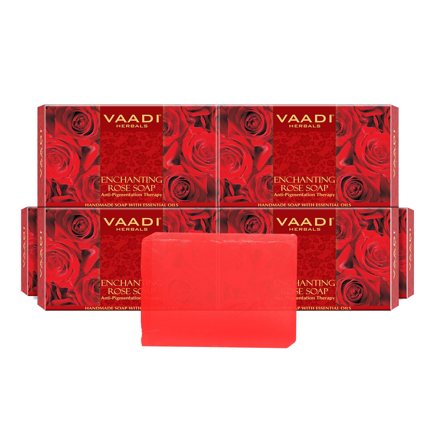 Enchanting Organic Rose Soap with Mulberry Extract - Anti Pigmentation Therapy - Lightens Dark Spots & Patches (6 x 75 gms/2.7 oz)