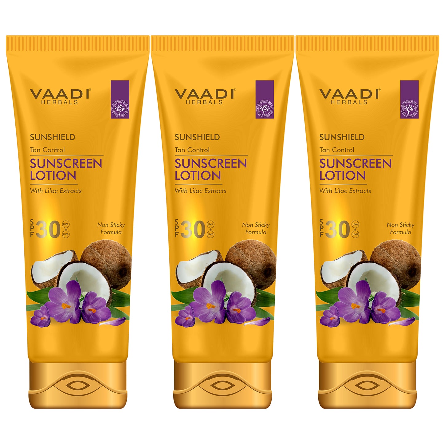 Organic Sunscreen Lotion SPF 30 wth Lilac Extract - Anti oxidant Rich - Long Lasting - Protects from Sun Tan (3 x 110 ml / 4 fl oz)