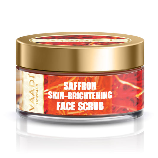 Skin Whitening Organic Saffron Scrub with Basil Oil & Shea Butter - Improves Complexion - Reduces Puffiness, Marks & Spots ( 50 gms/2 oz)