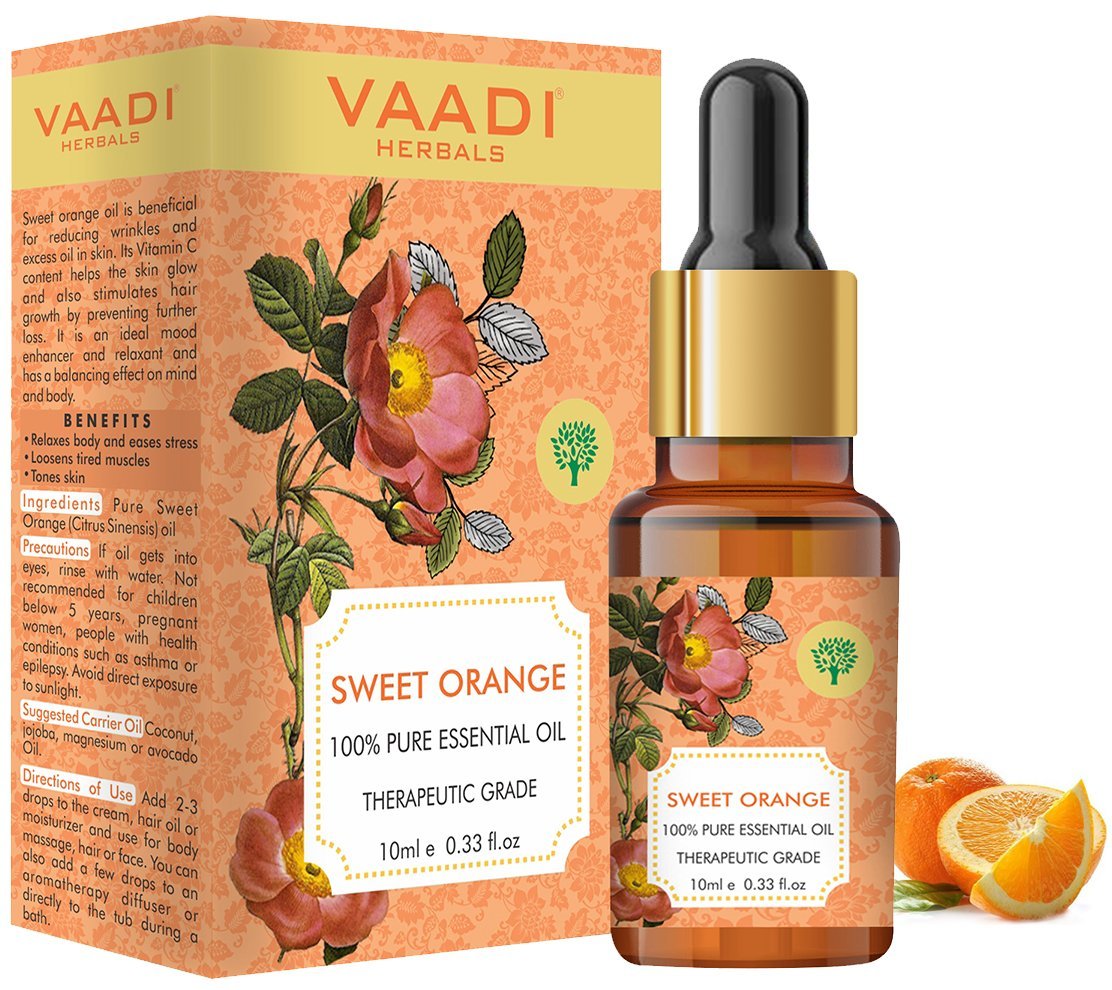 Organic Sweet Orange Essential Oil - Vitamin C Reduces Hairfall, Improves Skin Complexion, Enhances Mood, Loosens Tired Muscles - 100% Pure Therapeutic Grade (10 ml/ 0.33 oz)