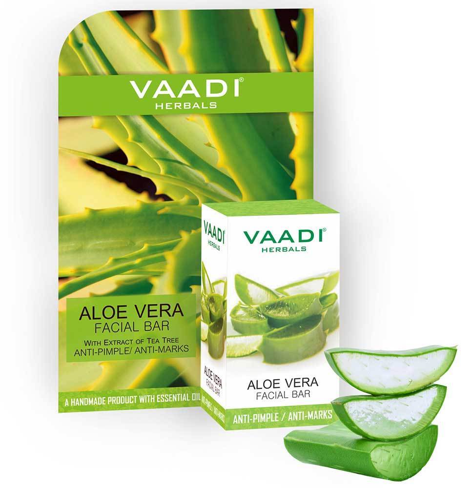 Organic Aloe Vera Facial Bar with Tea Tree and Honey - Reduces Acne - Keeps Skin Infection Free (25 gms/0.9 oz)