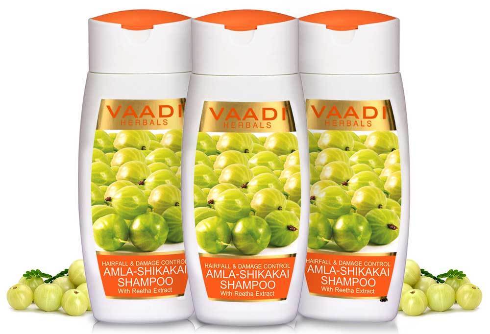 Hairfall & Damage Control Organic Shampoo (Indian Gooseberry Extract) - Promotes Hair Growth - Adds Shine to Hair (3 x 110 ml/4 fl oz)