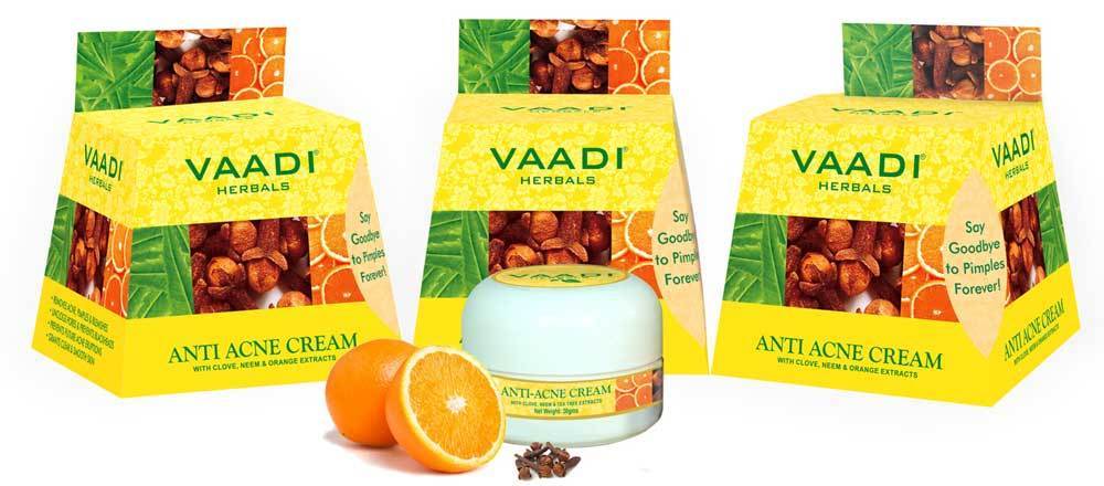 Anti Acne Organic Cream with Clove Oil & Neem Extract - Anti Bacterial Therapy - Controls Excess Oil - Prevents Acne (3 x 30 gms / 1.1 oz)