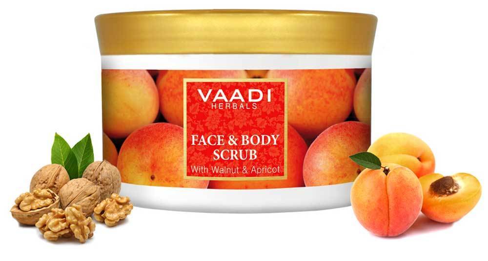 Organic Face & Body Scrub with Walnut & Apricot - Exfoliates & Unclogs Pores - Keeps Skin Youthful ( 500 gms / 17.7 oz)