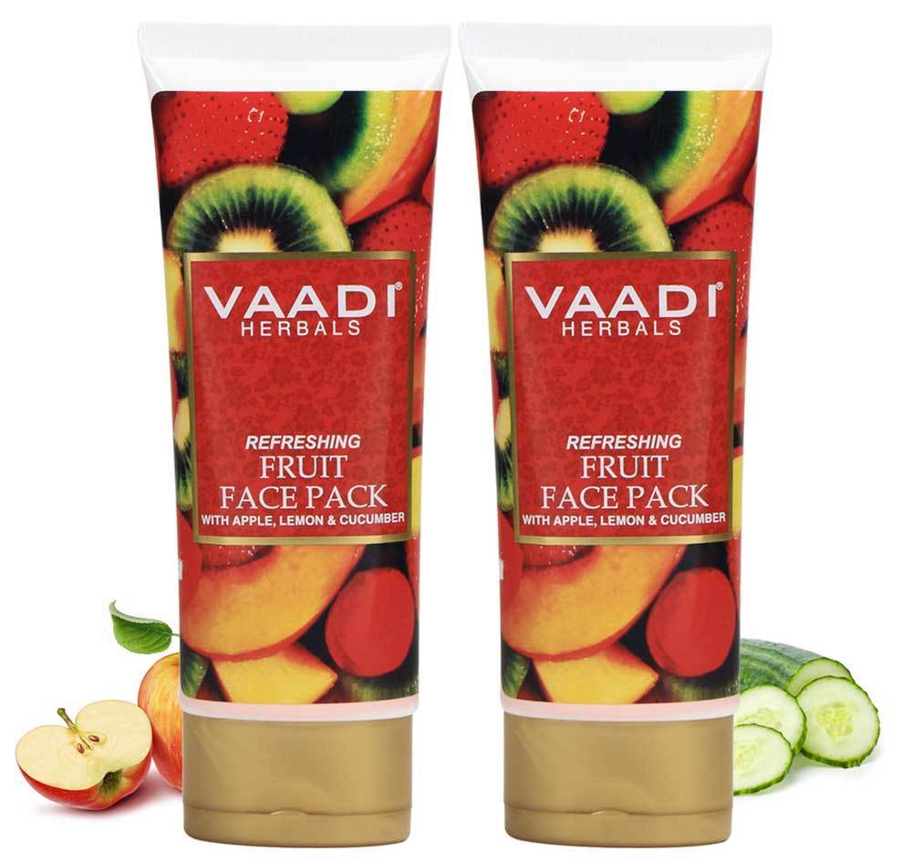 Refreshing Organic Fruit Face Pack with Apple, Lemon & Cucumber - Protects & Revitalizes Skin (2 x 120 gms/ 4.3 oz)