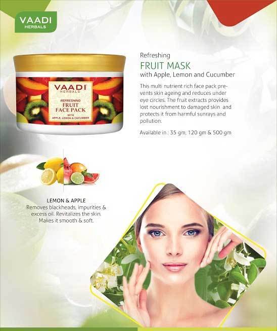 Refreshing Organic Fruit Face Pack with Apple, Lemon & Cucumber ( 600 gms/21.2 oz)