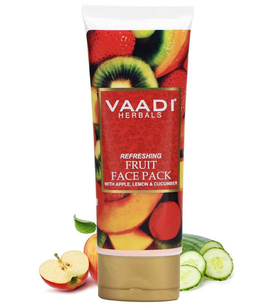 Refreshing Organic Fruit Face Pack with Apple, Lemon & Cucumber - Protects & Revitalizes Skin (120 gms/ 4.3 oz)