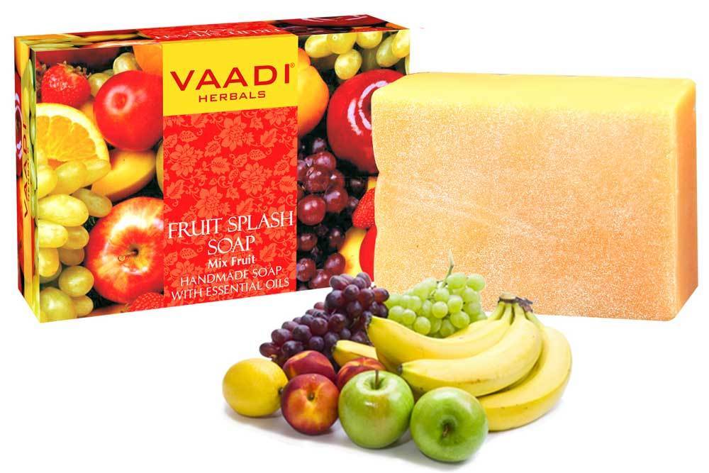 Organic Fruit Splash Soap with Orange, Peach, Lemon & Green Apple - Multivitamin Rich - Keeps Skin Nourished (75 gms/2.7 oz)