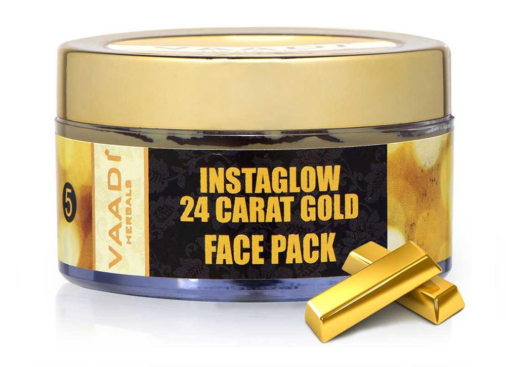 Organic 24 Carat Gold Face Pack with Gold Leaves - Brightens Skin and Gives Glow (70 gms/2.5 oz)