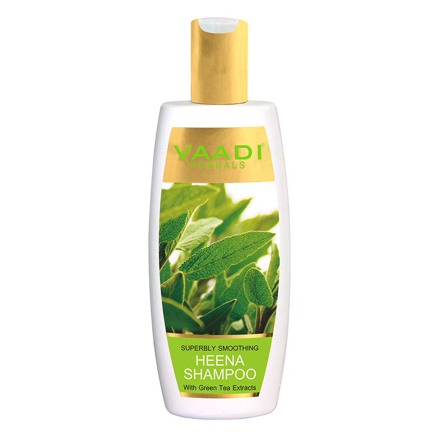 Superbly Smoothing Organic Heena Shampoo with Green Tea Extract - Controls Dry Frizzy Hair - Strengthens Hair (350 ml/12 fl oz)