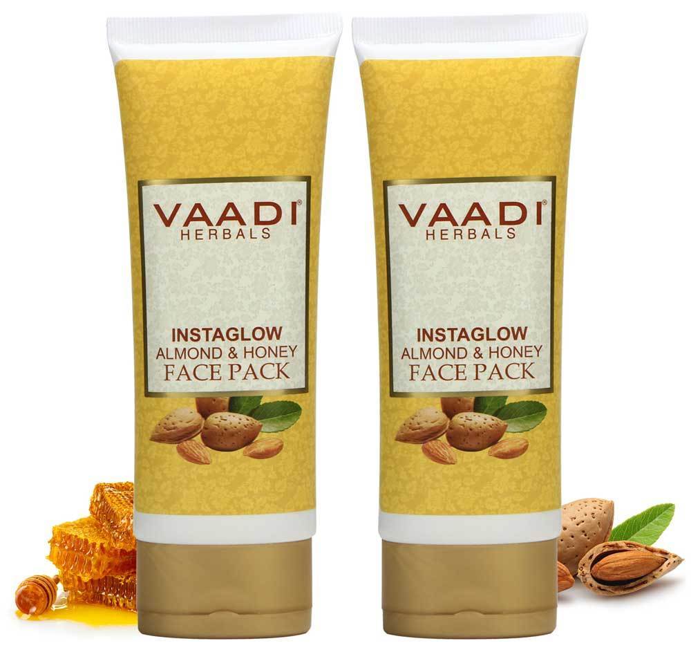 Organic InstaGlow Face Pack with Almond & Honey - Lightens Pigmentation - Gives Instant Glow (2 x 120 gms /4.3 oz)