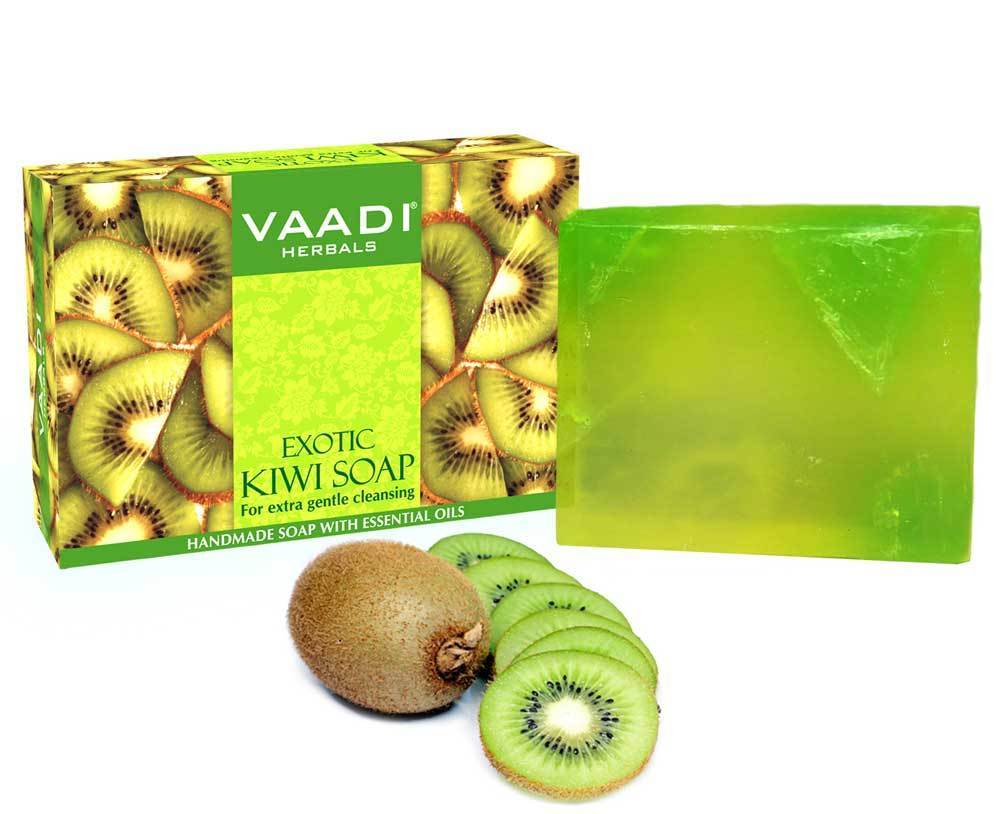 Exotic Organic Kiwi Soap with Green Apple Extract - Gently Clears Skin- Makes Skin Glowing (75 gms / 2.7 oz)