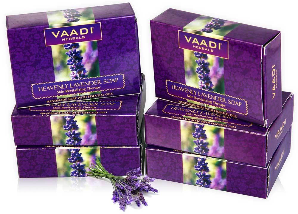 Heavenly Organic Lavender Soap with Rosemary - Revitalizes & Hydrates Skin (6 x 75 gms / 2.7 oz)
