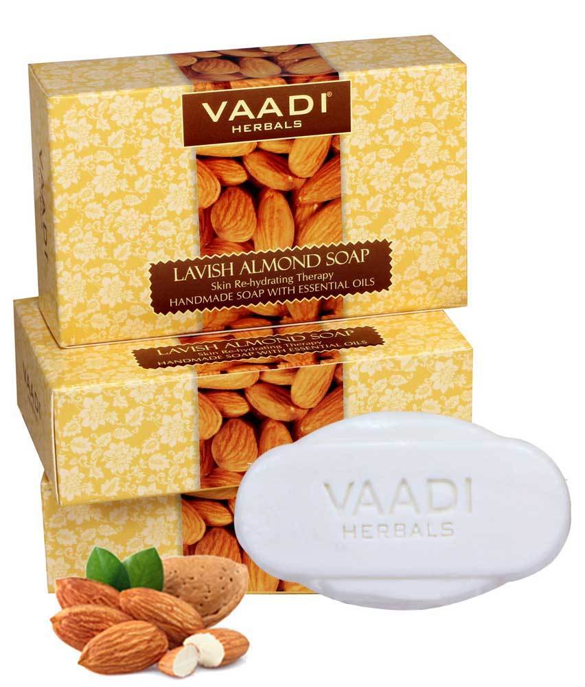 Rehydrating Organic Lavish Almond Soap with Honey & Aloe Vera - Improves Complexion - Keeps Skin Nourished (3 x 75 gms/2.7 oz)