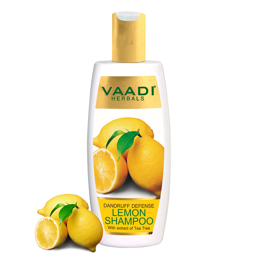 Dandruff Defense Organic Lemon Shampoo with Tea Tree Extract - Disinfects Scalp - Prevents Hairfall (350 ml/ 12 fl oz)