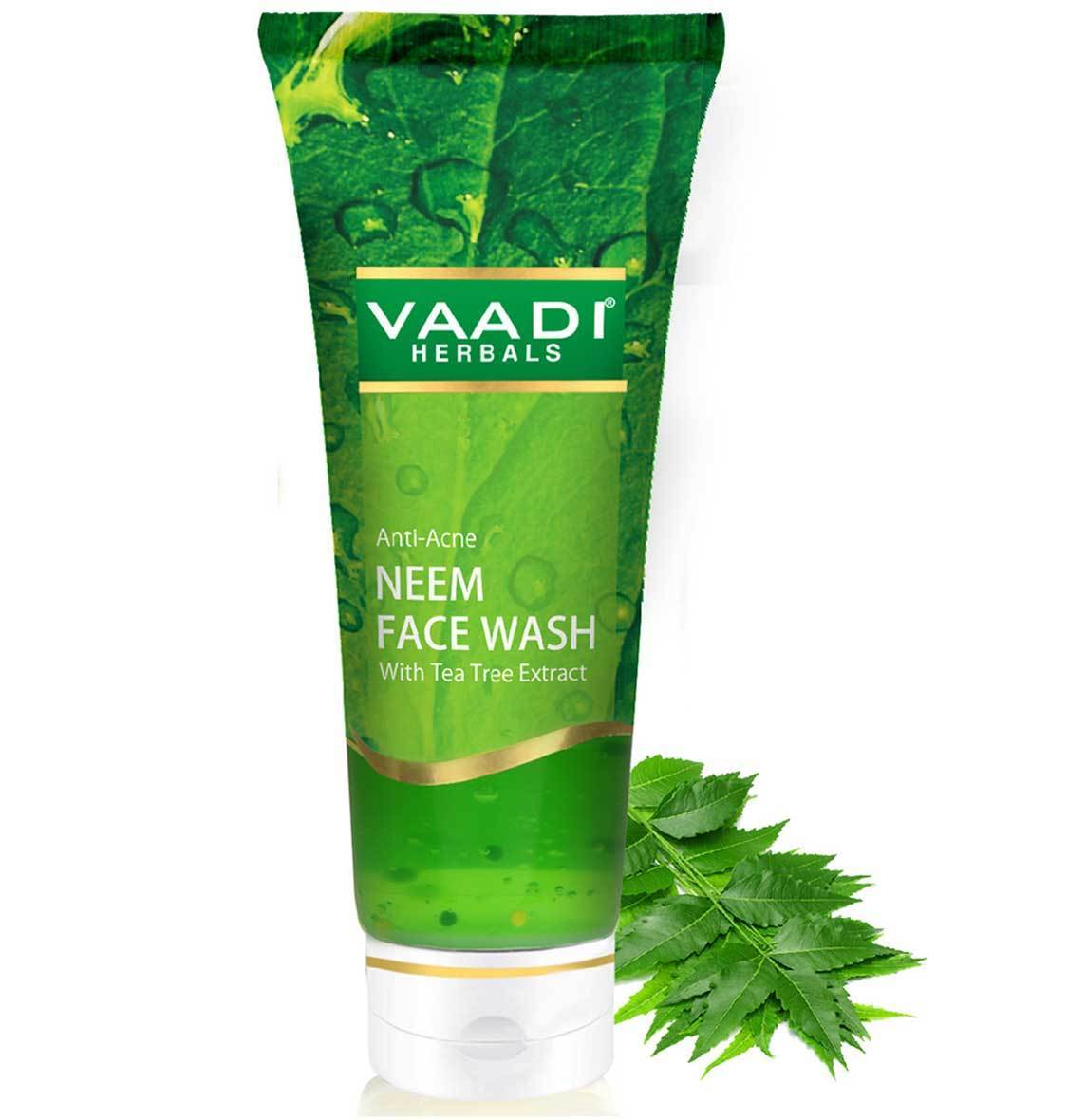 Anti Acne Organic Neem Face Wash with Tea Tree Extract - Controls Acne - Heals Skin (60 ml/2.1 fl oz)