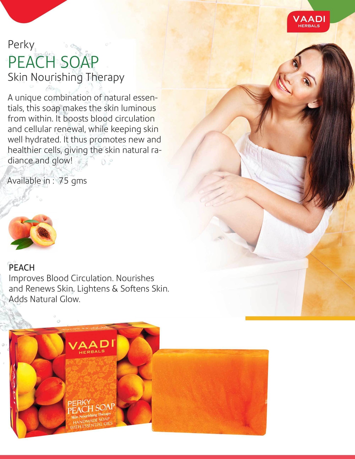 Organic Perky Peach Soap with Almond Oil - Skin Nourishing - Rehydrates (12 x 75 gms / 2.7 oz)