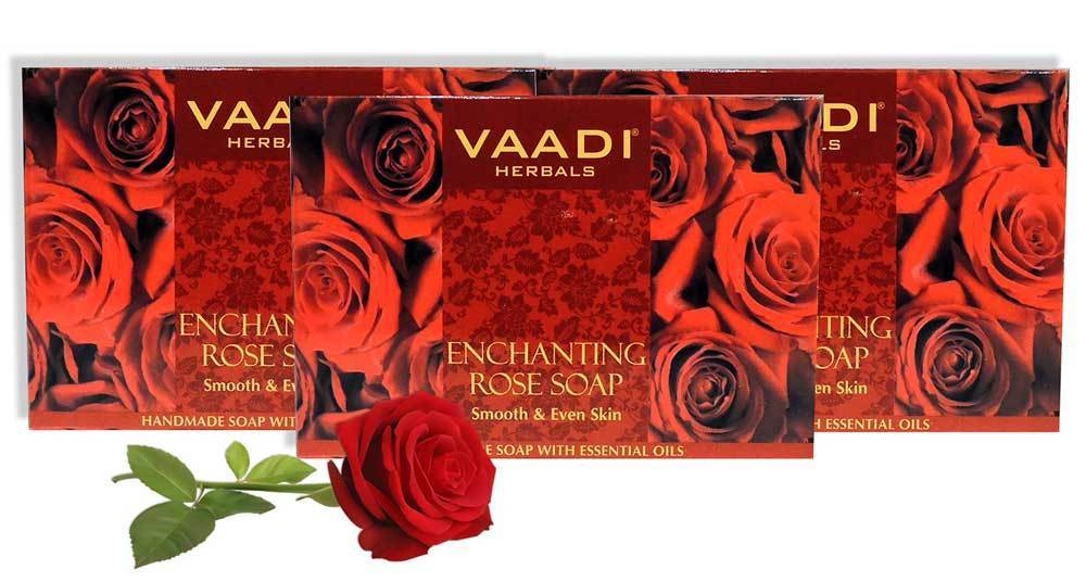 Enchanting Organic Rose Soap with Mulberry Extract - Anti Pigmentation Therapy - Lightens Dark Spots & Patches (3 x 75 gms/2.7 oz)