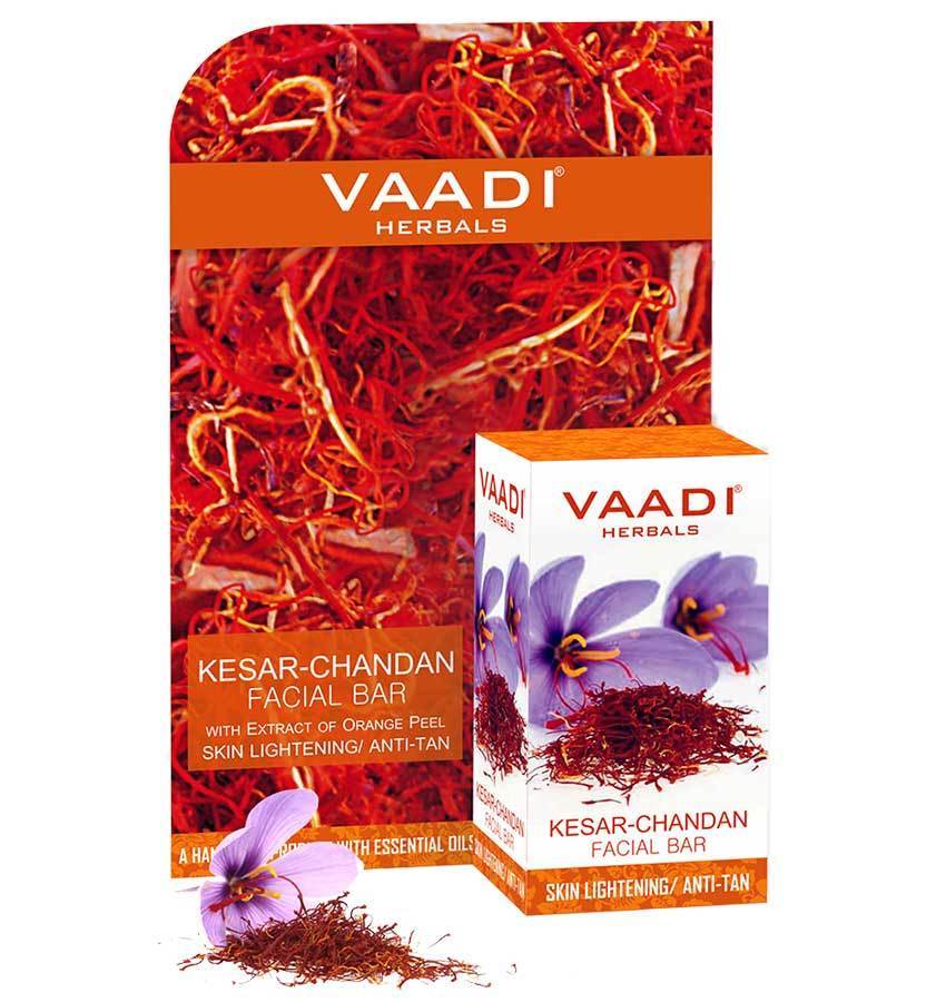 Organic Saffron Sandal Facial Bar with Orange Peel Extract - Lightens Marks- Makes Skin Flawless (25 gms/0.9 oz)