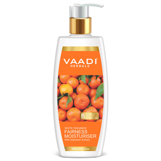 Organic Fairness Moisturiser with Mandarin Extract - Vitamin C Rich - Lightens Skin Tone - Controls Pigmentation (350 ml/ 12 fl oz)