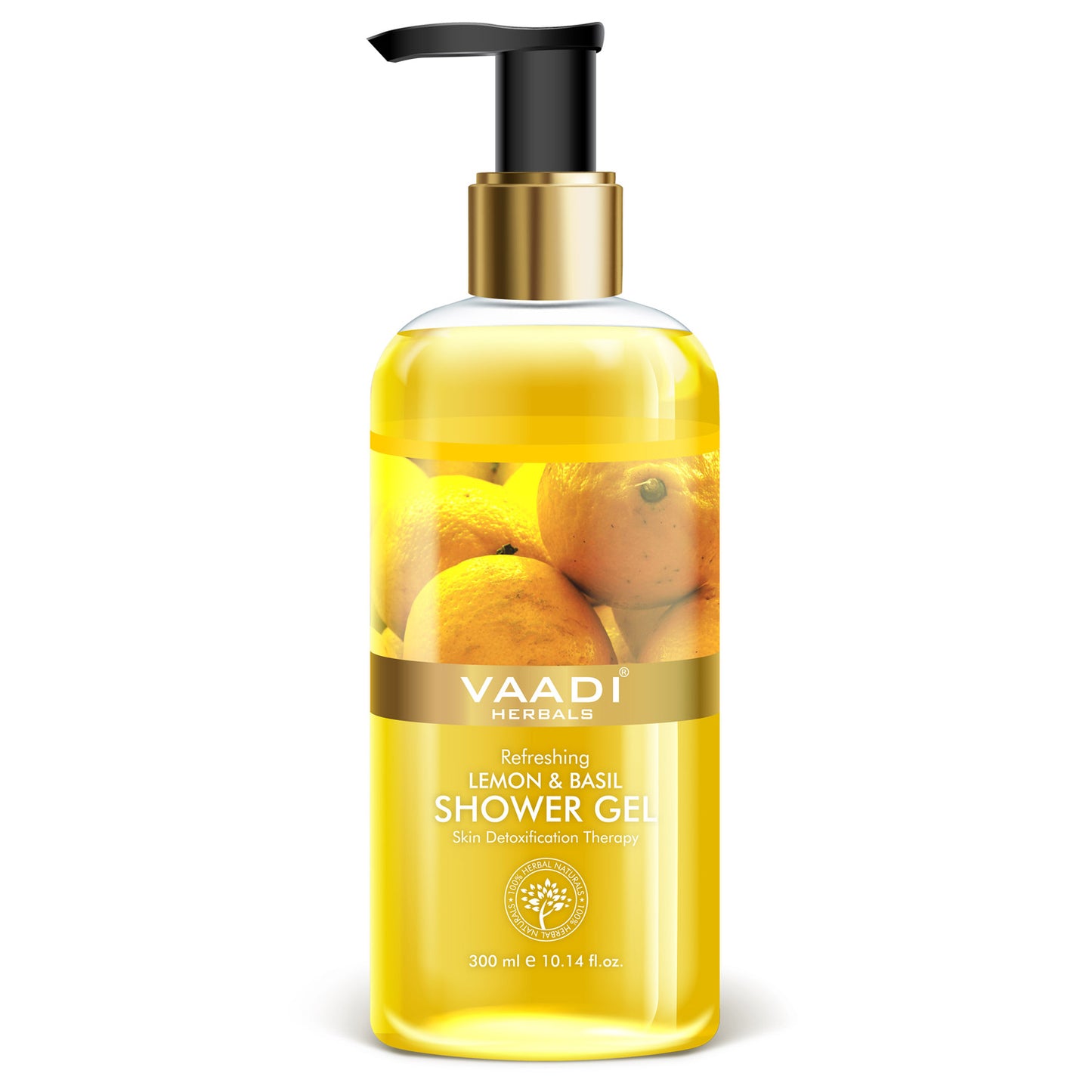 Refreshing Organic Lemon & Basil Shower Gel - Skin Detoxifying - Brightens Skin (300 ml / 10.2 fl oz)