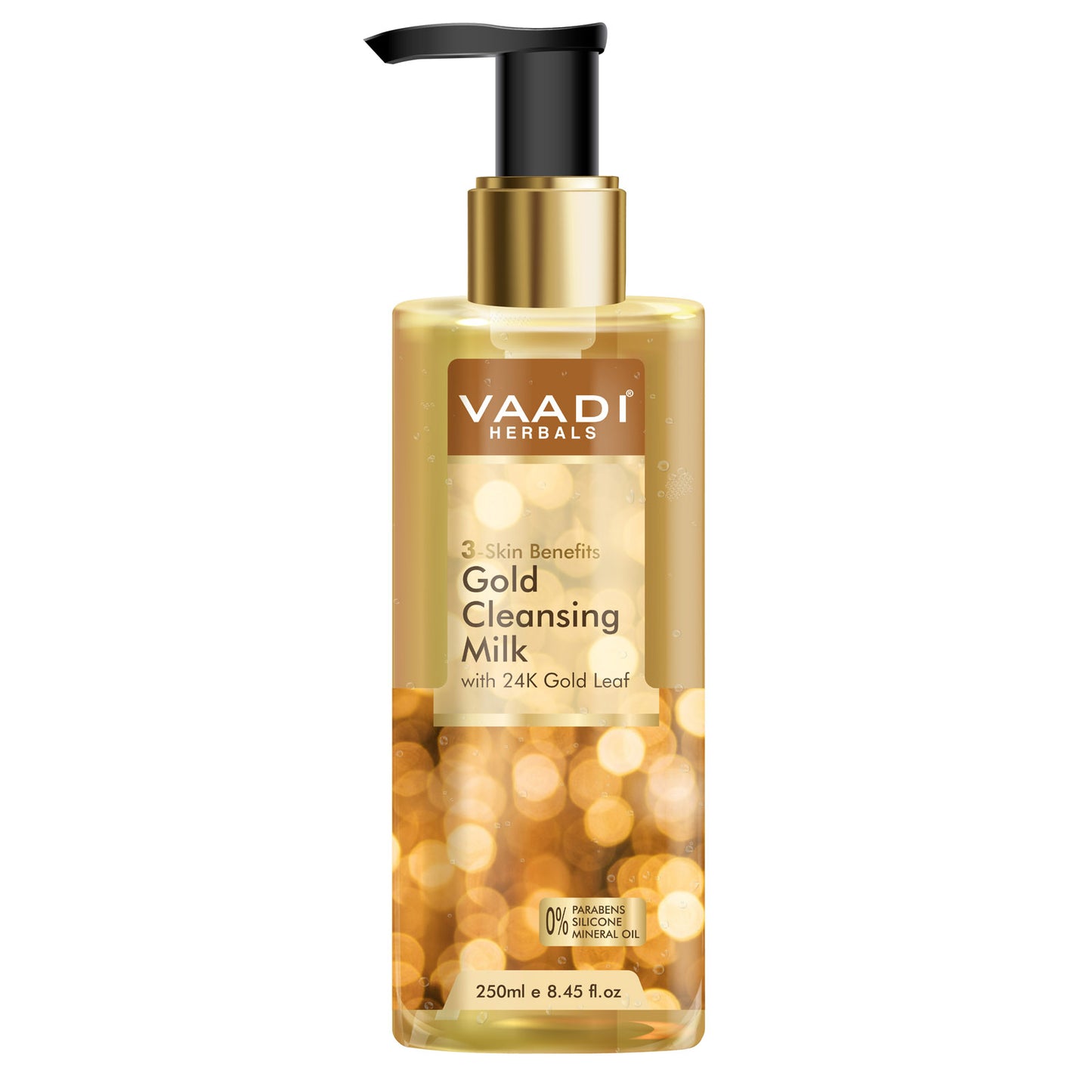 Gold Cleansing Milk with 24k Gold Leaf - 3-skin Benefits (250 ml / 8.5 fl oz )